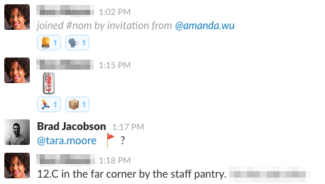 The NOMenclature in action across a Slack thread
