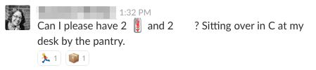The blank-white-square sold-out indicator in Slack